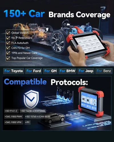 Vista 8 de XTOOL - Escáner automotriz OBD2 bidireccional D7: V2.0, herramienta diagnóstico pruebas activas, sistema completo, +36 reinicios, reaprendizaje