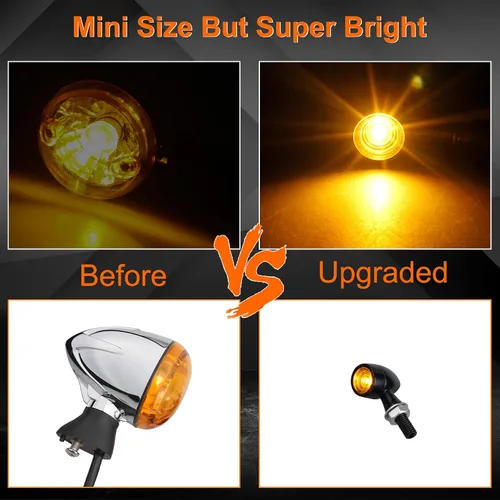 Vista 4 de Led Motorcycle Turn Signal Lights Universal Mini Front Blinkers Compatible with Harley Honda Suzuki Triumph Yamaha