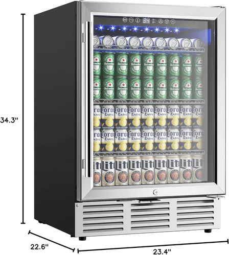 Vista 8 de EUHOMY Refrigerador de bebidas de 24 pulgadas, enfriador de bebidas integrado para 180 latas, refrigerador de cerveza debajo del mostrador