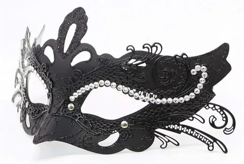 Vista 2 de Awlsyj Máscara de mascarada para parejas de metal veneciano Halloween Mardi Gras para fiesta baile de graduación