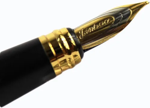 Vista 3 de Gullor Pluma estilográfica 500 de punta mediana negra con clip dorado