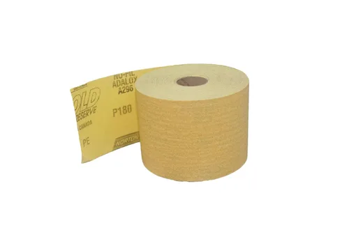 Vista 2 de Norton 6150 2.75 "x 25yd Papel de lija PSA de grano 180 Dura Block Gold Sticky Back Roll