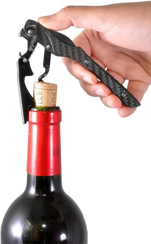 Vista 5 de Castello Sacacorchos de fibra de carbono con bolsa de cuero en caja de madera