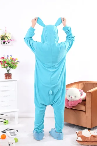 Vista 4 de Honeystore Pijama unisex cálida para adultos, cosplay, conejo, ropa para el hogar Azul