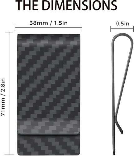 Vista 14 de CL CARBONLIFE Billetera de fibra de carbono con clip para dinero en efectivo y tarjeta de crédito, clip minimalista súper delgado y ligero