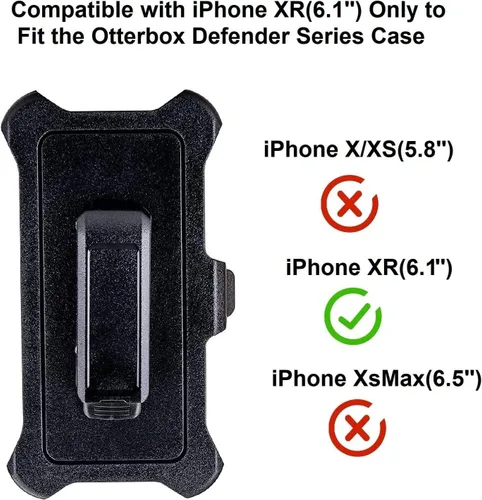 Vista 3 de Paquete de 2 fundas de repuesto con clip para cinturón compatible con OtterBox Defender Series para Apple iPhone XR (6.1 pulgadas) solamente