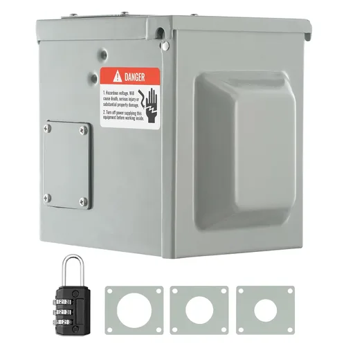 Vista 9 de VEVOR Caja de toma de corriente para RV de 30 amperios, 125/250 voltios, caja de receptáculo para RV exterior cerrada con cerradura, NEMA TT-30R