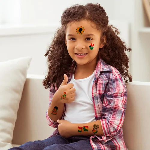 Vista 7 de 50 piezas de decoración de junio de 1865 tatuajes temporales para niños y adultos, 19 de junio de 1865 Emancipación afroamericana, Mes