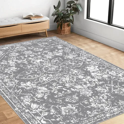 Vista 32 de Pauwer Alfombra vintage de flores 2 x 3 pulgadas, estilo envejecido, antideslizante, de pelo bajo, tapete para entrada, interior, pequeña, retro