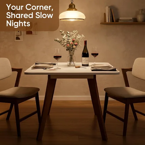 Vista 7 de Comfy to go - Mesa de comedor cuadrada de 27.6" para 2-4 personas - Pequeña mesa de cocina con patas de madera maciza, mesa de estilo moderno