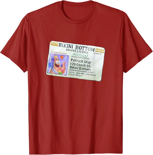Vista 62 de SpongeBob SquarePants Camiseta con logotipo de Patrick Star Driver License King, Negro