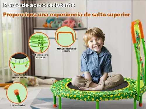 Vista 4 de Mini Trampolín Sin Espacios de 36" Trampolín para Niños Pequeños con Mango para Niños, Trampolín Pequeño para Niños de 36 pulgadas
