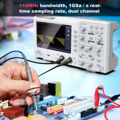 Vista 2 de HANMATEK DOS1102 - Osciloscopio digital con 110 MHz de ancho de banda, 2 canales y pantalla de 7 pulgadas / 18 cm, pantalla TFT-LCD, kit