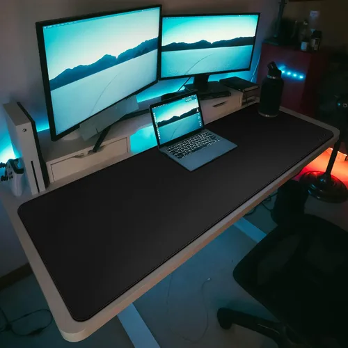 Vista 2 de Vyaaa 63" x 24" PU Leather Desk Mat, Black Large Mouse Pad Extra Large Office Desk Mat, Non-Slip Desk Blotter, Laptop Desk Pad, Waterproof Desk