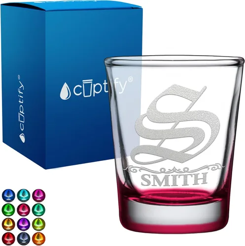 Vista 19 de Vaso de chupito personalizado con nombre de círculo elaborado de 2 onzas, parte inferior negra grabada con texto personalizado para regalos, bodas