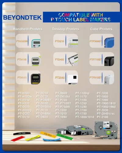 Vista 6 de Paquete de 6 cintas de repuesto para rotuladora Brother P Touch de 0.472 in 0.47 laminado de color TZ 1/2 pulgadas TZe-B31 TZe-335 TZe431-731