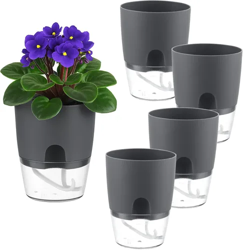Vista 16 de Macetas de riego automático para plantas de interior, macetas para exteriores, paquete de 3 macetas de riego automático de 6 pulgadas, macetas