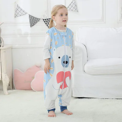 Vista 9 de MICHLEY - Saco de dormir para niños pequeños con pies, recién nacidos, bebés sin mangas, saco de dormir con cremallera de 2 vías, manta portátil Oso