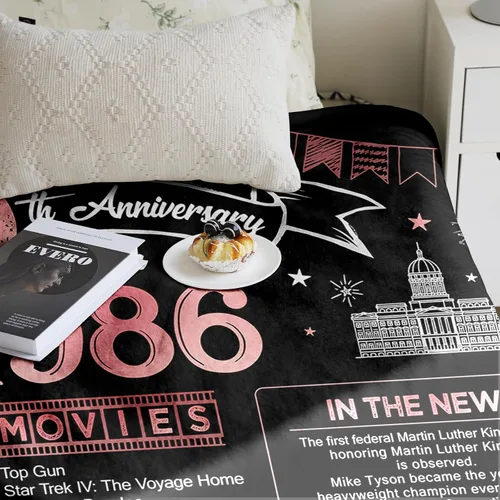 Vista 4 de Manta de 40 aniversario, regalo para el 40 aniversario de boda, rubí, boda, cuarenta años de matrimonio, regalos para pareja, esposa, marido, papá