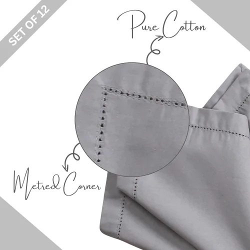 Vista 2 de Lightnpro - Servilletas decorativas de tela con vainica, para bodas, cócteles y fiestas, esquinas ingletadas, lavables a máquina, 12 elegantes Gris