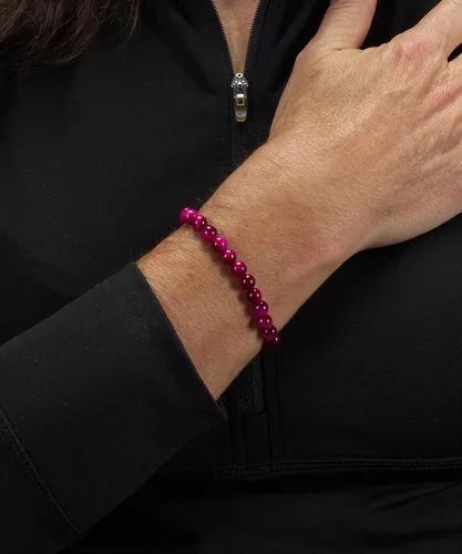 Vista 2 de Colección Cherry Tree - Pulsera elástica con cuentas de gemas, cuentas redondas de 0.32 pulgadas (6mm), de tamaños pequeños, medianos y grandes