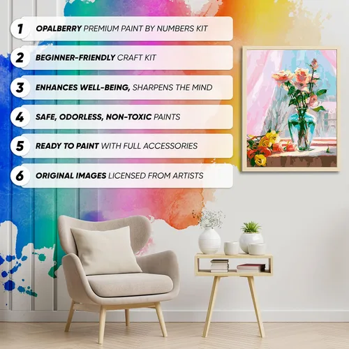 Vista 2 de Opalberry Pintura por números para adultos, lienzo de 16 x 20 pulgadas, kits de pintura para adultos por números en lienzo, pintura por números