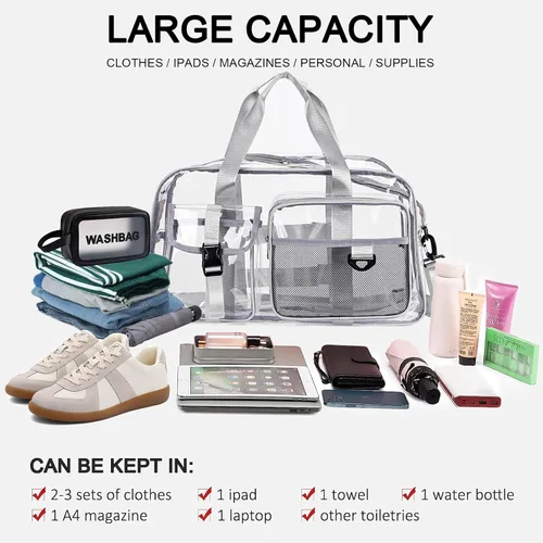 Vista 103 de Pequeña bolsa de gimnasio para mujer, bolsa de viaje con compartimento para zapatos
