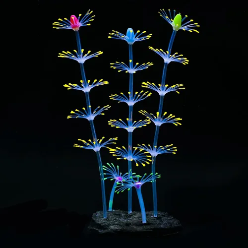 Vista 7 de Planta coral Uniclife, ornamento con efecto resplandeciente de silicona artificial, decoración para tanque de peces, acuario, paisaje, Verde