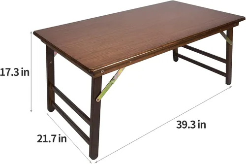 Vista 3 de UNICOO Mesa plegable de bambú, mesa de café, mesa de actividades plegable rectangular para niños, para arte, manualidades, estudio y picnic