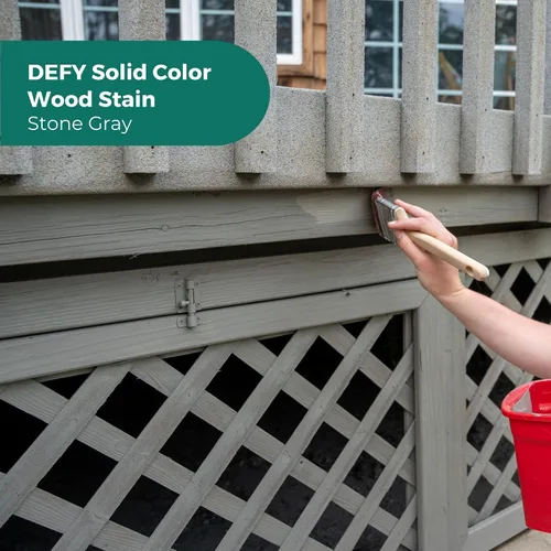 Vista 7 de DEFY Tinte de madera de color sólido - Piedra gris, 1 galón - Pintura duradera para terrazas y cercas de madera – Resistente a los rayos UV, pintura