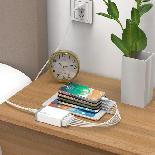 Vista 6 de Cargador de pared USB, estación de carga USB de escritorio para múltiples dispositivos
