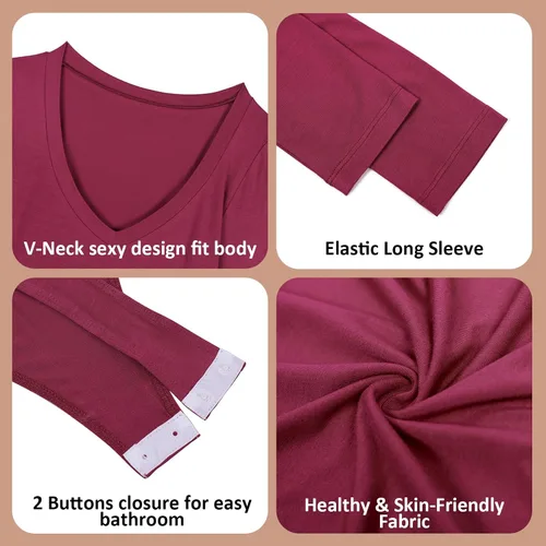 Vista 3 de RoomTour Body de manga larga con cuello cuadrado para mujer