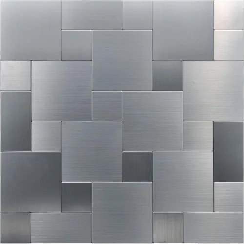 Vista 12 de Art3d Paquete de 10 azulejos metálicos para salpicaduras de despegar y pegar, color plateado paralelo Plata Paralela