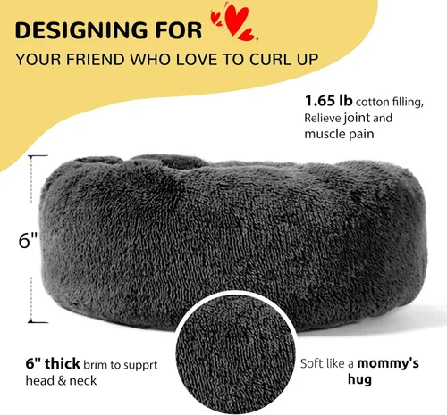 Vista 2 de Hachikitty Calming Donut Cuddler - Cama para perros medianos, 24 pulgadas