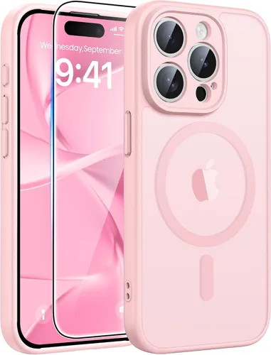 Vista 341 de FNTCASE - Funda para iPhone 16 Pro: magnética, mate, translúcida, de grado militar, protectora contra caídas, resistente, fina, duradera y a prueba