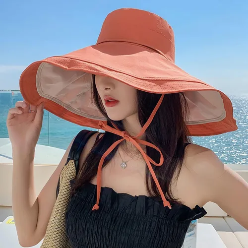 Vista 65 de Sombrero de sol de ala súper ancha para mujer, de algodón, plegable, reversible, con borde con cable, protección UV, verano, playa, viajes, jardín