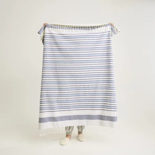 Vista 6 de Vera Bradley Manta de algodón reciclado para interiores y exteriores para mujer Seaside Stripe Navy - Algodón reciclado