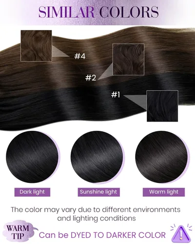 Vista 6 de LaaVoo Microlink - Extensiones de cabello humano, color negro azabache, 14 pulgadas, 1.76 oz