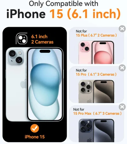 Vista 2 de CANSHN Funda mejorada para iPhone 15 [protección completa de la cámara] [mate translúcido] Funda protectora a prueba de golpes para iPhone 15 de 6.1