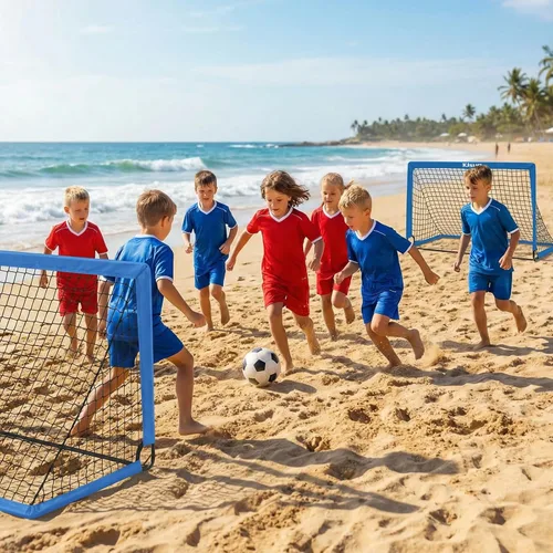 Vista 25 de Portería de fútbol, porterías de fútbol para niños para patio trasero, juego de 2, equipo de entrenamiento de red de fútbol de 4 x 3 pies, portería