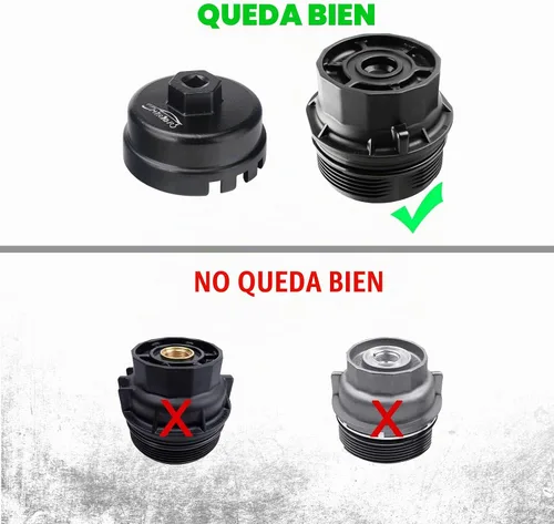 Vista 5 de 3mirrors herramienta de llave de tapa de filtro de aceite de aluminio de 64 mm compatible con Toyota Lexus Camry Corolla Highlander RAV4