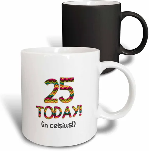 Vista 12 de 3dRose 25 Hoy... en celsius - Divertido 77 cumpleaños. 25C es 77 in fahFahrenheit - Tazas (mug_184955_4)