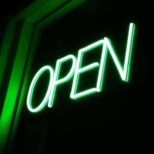 Vista 11 de Letreros abiertos para negocios 12V/2A letrero de neón LED súper brillante de 16 pulgadas, letrero abierto iluminado, letrero eléctrico