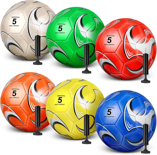 Vista 7 de 6 pelotas de fútbol de tamaño a granel 5/4/3 desinfladas con bomba para jóvenes y adultos, práctica de entrenamiento, fútbol para escuela, deportes