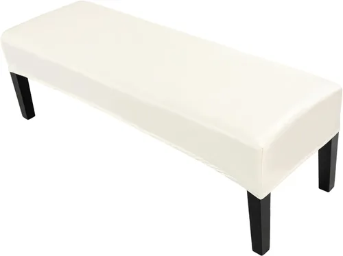 Vista 23 de SearchI Funda elástica para banco de comedor, lavable y duradera, fundas de asiento rectangulares para comedor, sala de estar, cocina (rejilla beige)