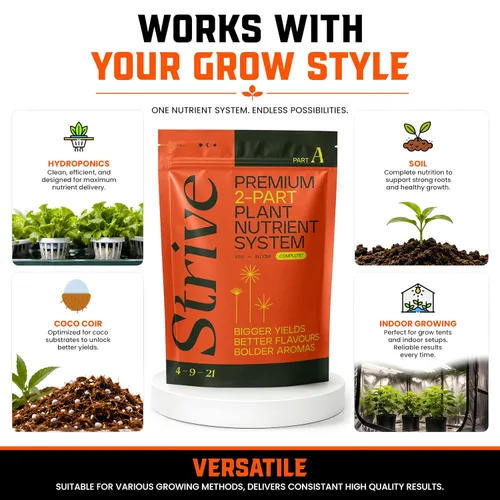 Vista 7 de Strive Fertilizer Part A Package – Nutrientes hidropónicos generales Veg + Bloom – Alimento vegetal de primera calidad para interiores, exteriores