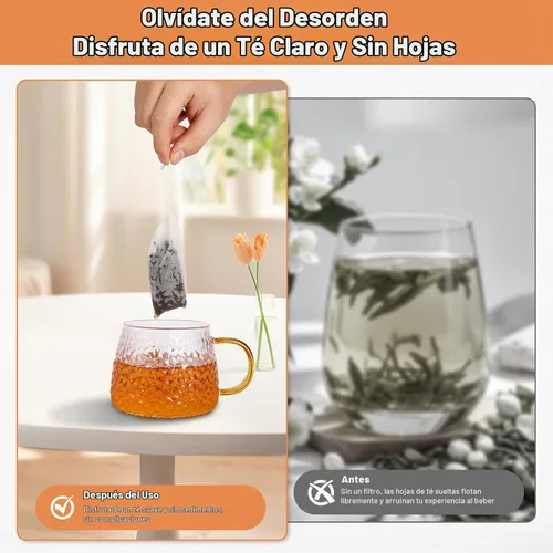 Vista 5 de 400 bolsas de té para té de hojas sueltas, bolsas de filtro desechables vacías Blanco 400 piezas