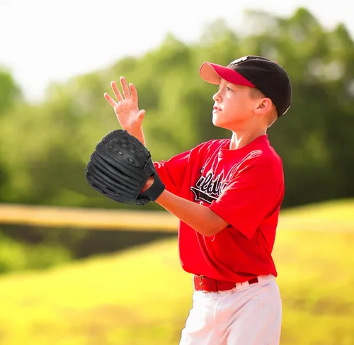 Vista 6 de Guantes de béisbol + juegos de pelotas, guante de sóftbol, guante de béisbol, 10.5-12.5 pulgadas para entrenamiento de jóvenes/adultos y juego