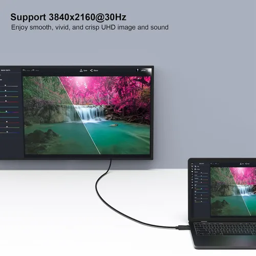 Vista 5 de Cable BENFEI de DisplayPort a HDMI 4K, 0,91 m, unidireccional, DP 1.2 de computadora a pantalla HDMI 1.4, chapado en oro, compatible con Lenovo, HP
