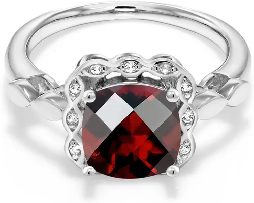 Vista 36 de Gem Stone King Anillo de compromiso de plata de ley 925 de 0.315 in con piedra natal y zafiro blanco creado Anillo de compromiso de boda
